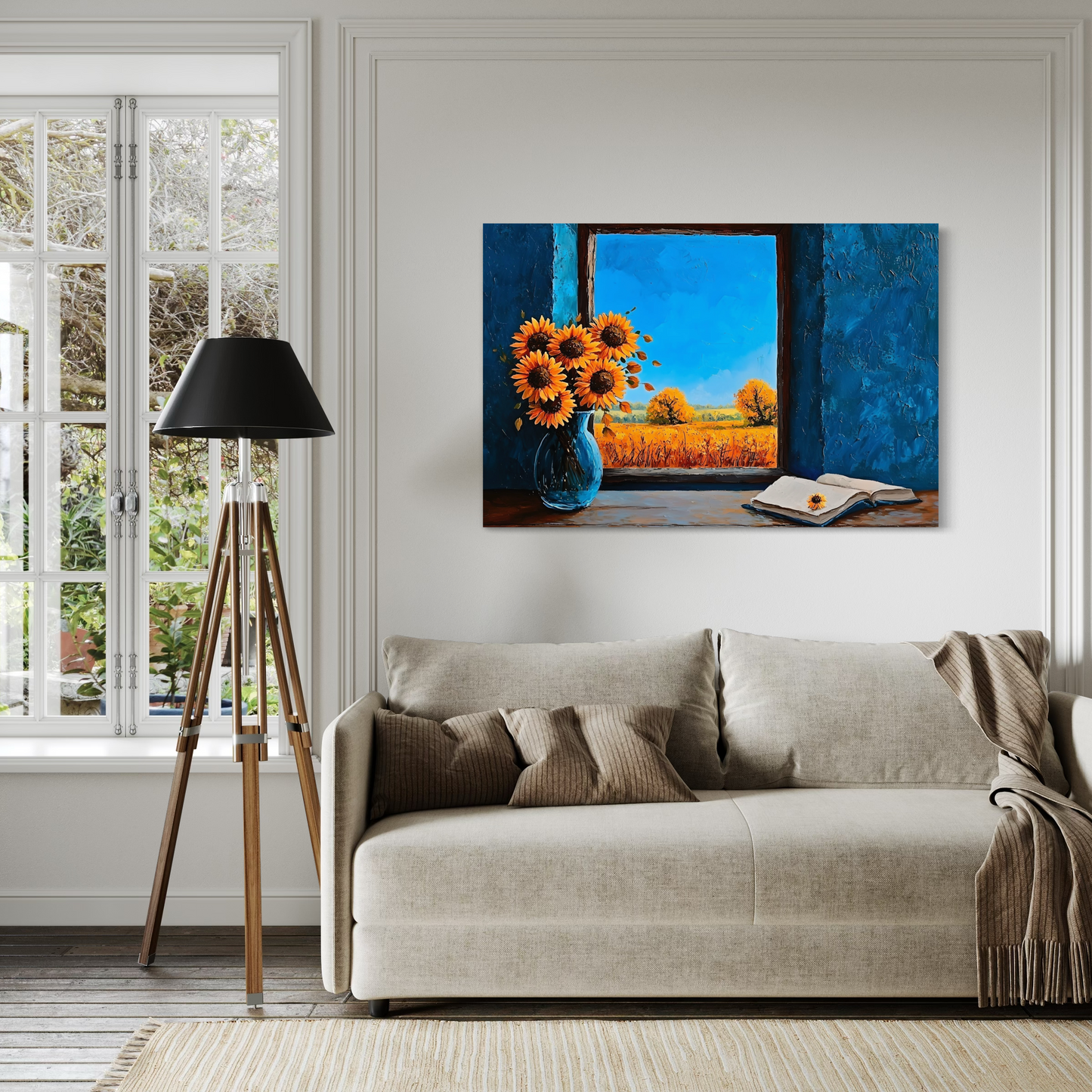 Digital Download | Floral Landscape Painting | Sunflower Artwork | Fall Sunflower Painting